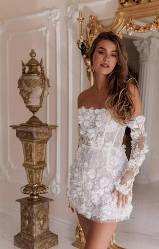 Short Wedding Dresses for Bride Beach Lace Boho Mini Bridal Dress Wedding Gown2