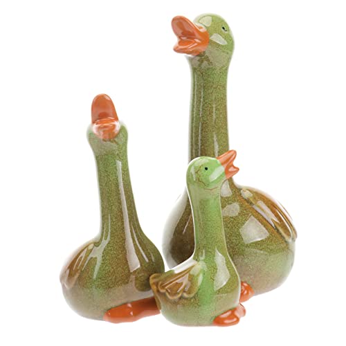 BESPORTBLE 3piezas Figuras De Cerámica De Patos para Jardín y Piscina Adornos Decorativos De Animales para Paisajismo y Decoración del Hogar Verde