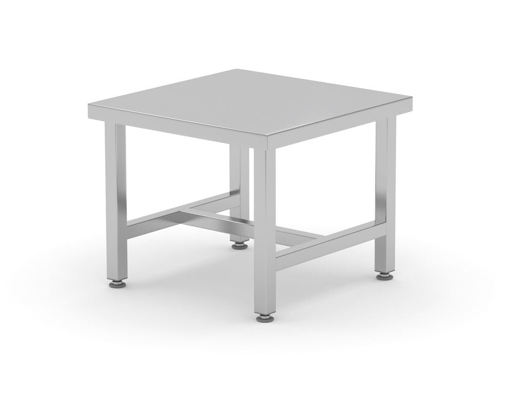 HENDI Soporte de ollas, porta ollas, encimera de trabajo, mesa, estante, para ollas grandes, soldado, patas ajustables, peso máximo: 100 kg/m², 550x550x(H)450 mm, acero inoxidable
