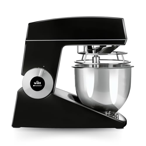 Witt Teddy Varimixer - Large 5-Litre Food Mixer For Baking With Bowl Including Whisk, Beater, Hook, Bowl Lid, Splash Guard, Filling Chute. Crafted For Precision And Durability (Black)