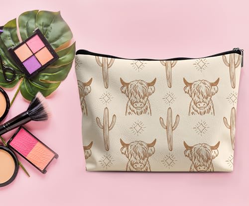 Image of Western Makeup Bag,Western Gifts For Women,Cow Makeup Bag,Cowgirl Stuff,Western Stuff For Women,Western Gifts,Cowgirl Gifts(Leather COW Q)