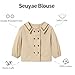Seuyae Baby Girls Double Breasted Blouse Long Sleeve Cotton Shirts Khaki 12-18 Months