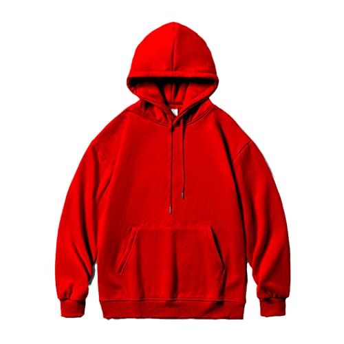 Sweat à capuche surdimensionné homme rouge XXXL en coton uni