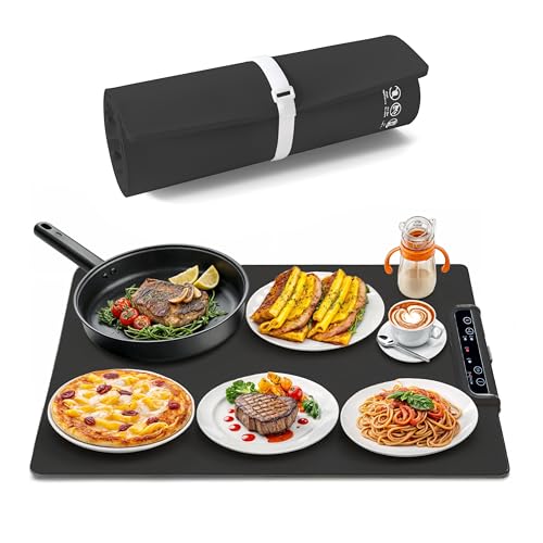Nobula Electric Warming Tray Charcoal - Portable & Foldable Food Warming Mat for Buffets, Countertops & Parties - 3 Adjustable Temperature Settings