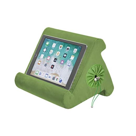 Flippy with New Storage Cubby Multi-Angle Soft Pillow Lap Stand for iPads, Tablets, eReaders, Smartphones, Books, Magazines (Kiwi Kawaii)