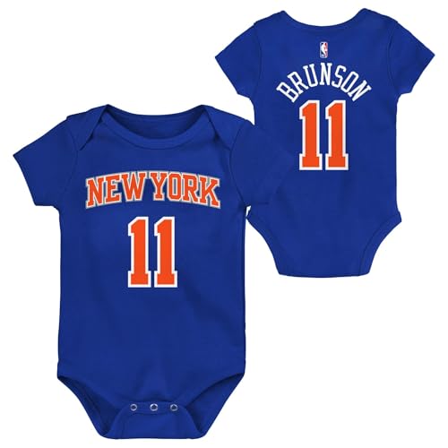 Outerstuff NBA Infant Player Name & Number Creeper Romper, 0-24 Months (Jalen Brunson - Blue, 6/9 Months)