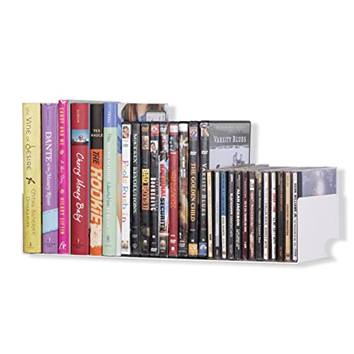 Wallniture Bali Sturdy Metal U Shape Bookshelf - Wall Mountable Cd Dvd Storage Multi-Purpose Display Rack In White #TOP2