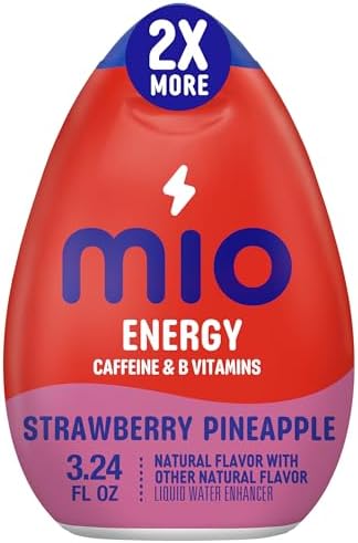 MiO Energy Strawberry Pineapple Smash Naturally Flavored with other natural flavors Liquid Water Enhancer Drink Mix with Caffeine & B Vitamins with 2X More (3.24 fl. oz. Bottle)