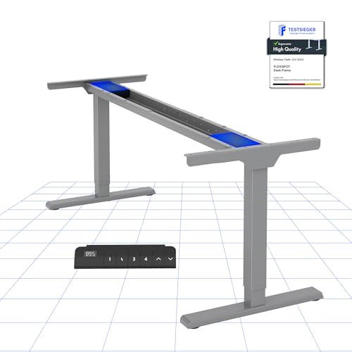 FLEXISPOT E1 Pro Escritorio Elevable Eléctrico con 2 Motores Escritorio Ajustable en Altura de Acero 70-119CM, con 4 Funciones de Memoria Escritorio de pie, Carga de 100KG (Gris