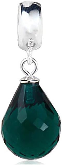 Everbling Faceted Beauty Murano Glass Dangle May Birthstone 925 Sterling Silver Bead Fits European Charm Bracelet