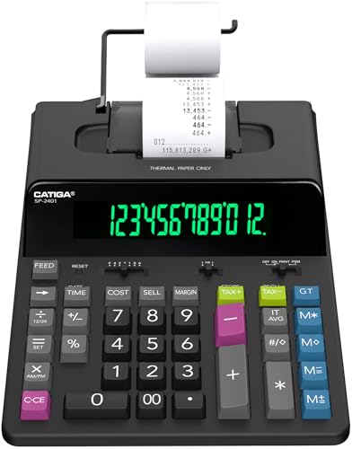 CATIGA 12 Digit Thermal Printing Calculator with Tape Print Out,