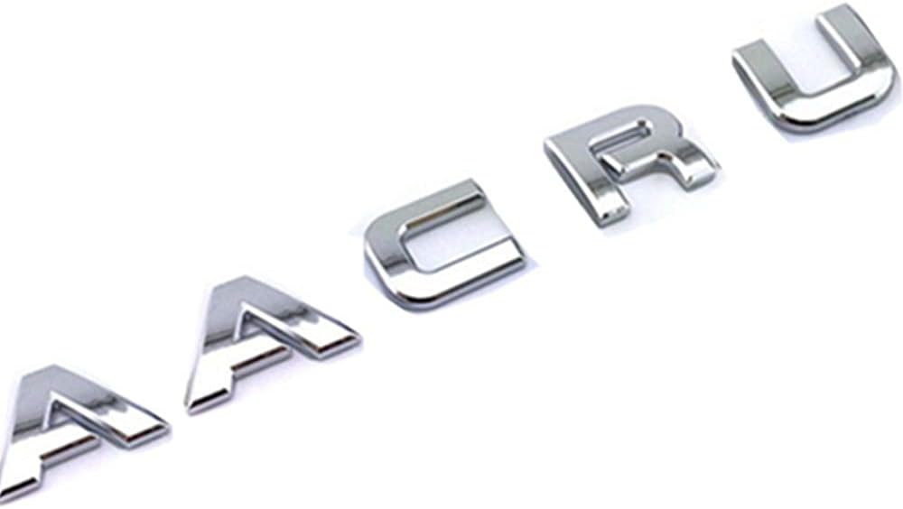Chrome Letters Aacru Badge Emblem Logo Decal Replace Fit for Acura MDX TSX RDX TL Rear Trunk Side