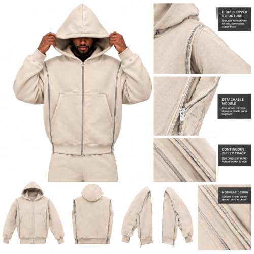Mens Zip Up Hoodie Oversized Light Fall Jackets Fleece Sweatshirt 2026 - image 2