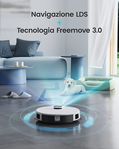 LEFANT M1 Robot Aspirapolvere Lavapavimenti con Mappatura, Navigazione LDS, Mappatura Multistrato, 150 Minuti, 4000pa, No-go Zone,Aspirapolvere Robot Adatto a Peli di Animali e Pavimenti Duri, Bianco - Immagine 5