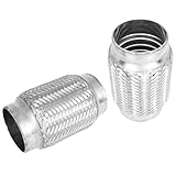 MXA 2.75'Flex Pipe Exhaust,2 3/4 Stainless Steel Exhaust Flexi Pipe,Exhaust Mid Pipe Heavy Duty Double Braid Exhaust Flex Tubing, 2 Pack (2.75' x3.75'x5.9')