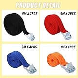 Cobenga 12 Pcs Tightening Luggage Ratchet Straps with Claw Buckle - 25mm Cargo Tie Down Straps, 250 Kg Heavy Duty Lashing Straps, Adjustable Straps Tensioning Belts for Vans, Trucks, Trailer, Cargo - Image 2