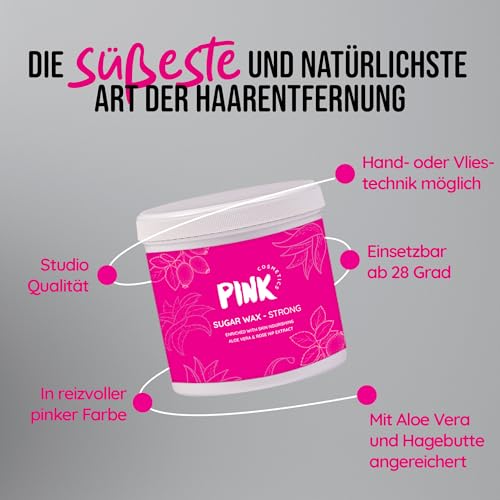 Pink Cosmetics Zuckerpaste Strong Waxing Haarentfernung 500g – Sugar Paste Sugaring Enthaarung für den gesamten Körper Studio Qualität
