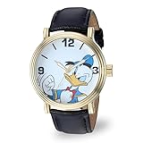 Disney Men's Donald Duck Analog-Quartz Watch with Leather-Synthetic Strap, Black, 21.8 (Model: WDS000690