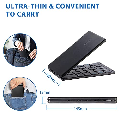 Iclever Bk06 Mate Foldable Bluetooth Keyboard, Wireless Portable Keyboard - Pocket Size Multi-Device Keyboard, Ultra Slim Leather Keyboard For Ios, Android, Windows, Tablet, Iphone, Laptops, Mac #TOP4