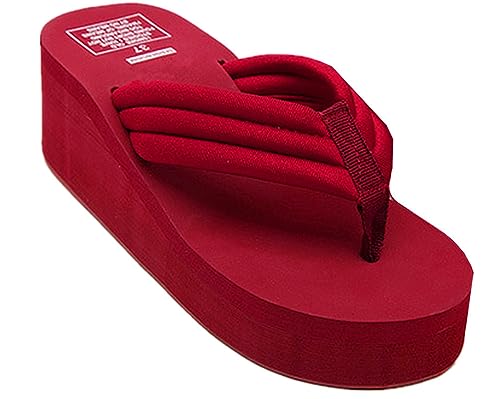 Womens Flip Flops Wedge Sandals High-Heeled Slippers