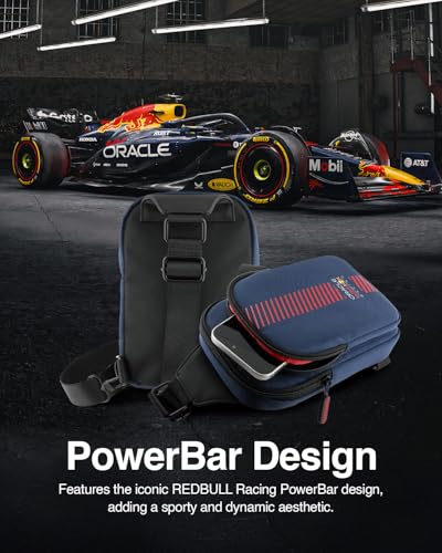 Image of CG MOBILE RedBull Racing Universal Phone Bag Official Licensed, Crossbody Nylon Phone Pouch with PowerBar, Impact-Resistant Protective Phone Holder for Men & Women - Navy