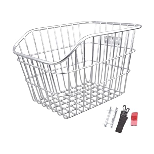 Bicycle Rear Basket with Lid - Large Bike Cargo Rack for Mountain Bikes, Portable Storage for Camping & Commuting- White No Lid