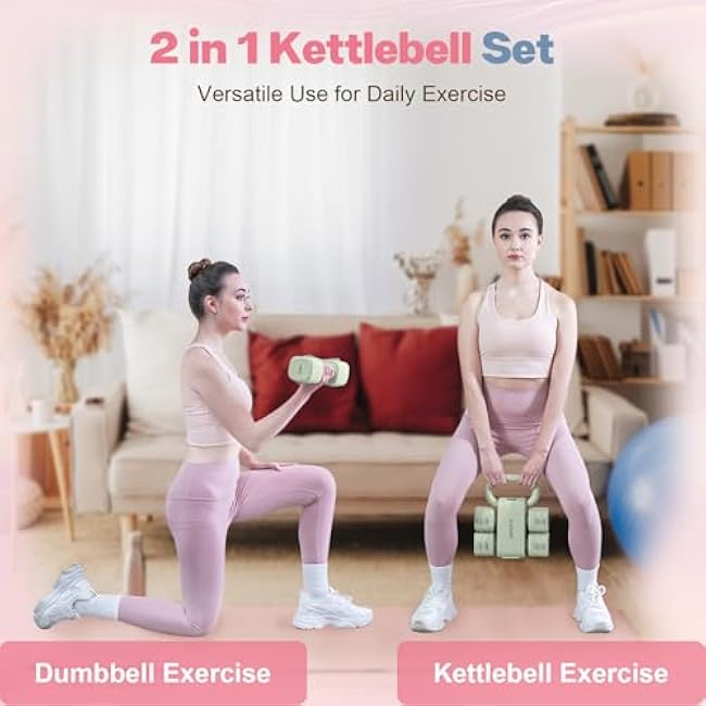 Adjustable Dumbbell Set of 2, 4 in 1 Free Weights Dumbbells Set for Women with Fast Adjustment, Each 2lb 3lb 4lb 5lb Hand Weights Set for Home Gym & Outdoor Exercise Training