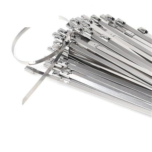 LIUCHUCHU Bridas 20 Piezas 7,9x100/150/200/250/300/350/400mm Bridas metálicas de Acero Inoxidable Bridas para Cables(7.9x100mm)