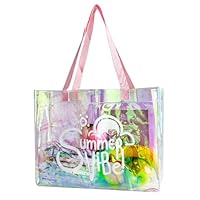 TotePrint Holografische PVC Handtasche - Durchsichtige Transparente Tasche mit Buchstaben-Muster, Stadion-Zulassung (1 Stück) (B029-D2079-2-300-11)