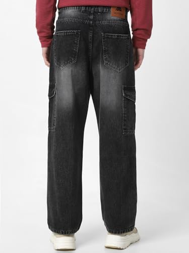 Image of Neostreak Men's Loose Baggy Fit Washed Cargo Jeans with 6 Pockets Non-Stretchable