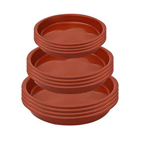 LUTER 12 Piezas Platillos para Plantas, 13,9/15,8/17,8cm Platos para Macetas Redondas Plástico Platillos para Macetas Bandejas de Goteo para Flor para Jardín Plantas en Macetas (Rojo)