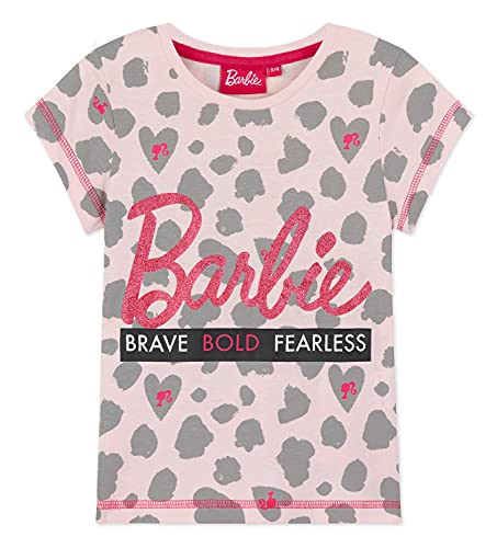 Barbie Camiseta De Niña, Ropa Niña Casual De Verano, Camisetas de Manga Corta Rosa con Detalles De Brillantina, Regalos para Niñas y Adolescentes 2-13 años (Rosa, 10-11 años)