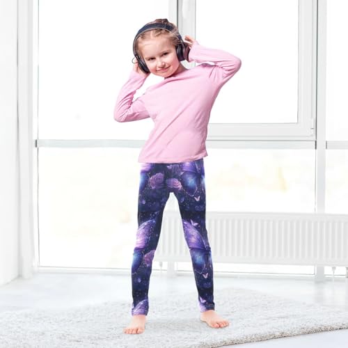 Butterfly Roses Stars Glitter Girls Leggings Kids Yoga Pants Dance Active Tights 4T4