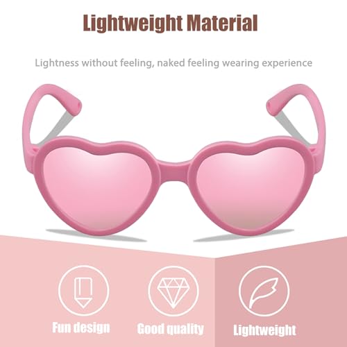 Baby Sunglasses with Strap Heart Shaped UV Protection Flexible Polarized Sunglasses for Infant Baby Toddler Girls Boys3