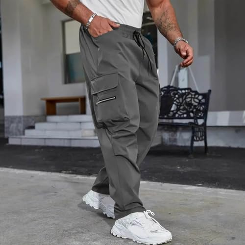 Sweatpants for Mens Casual Relaxed Fit Drawstring Elastic Waist Outdoor Joggers Workout Athletic Pockets Cargo Pants2