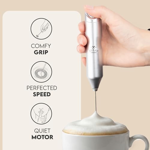 Image of Zulay Kitchen Powerful Frother Wand AA Batteries Included, Ultra Fast Handheld Drink Mixer, Comfort Milk Frother, Stainless Steel Whisker, Frother Handheld for Coffee, Protein & Matcha - Frothmate 2.0