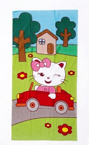 Toalla de Playa Infantil Gatita Super Oferta 100% Algodón Terciopelo Suave y Esponjoso 75 x 150 cm