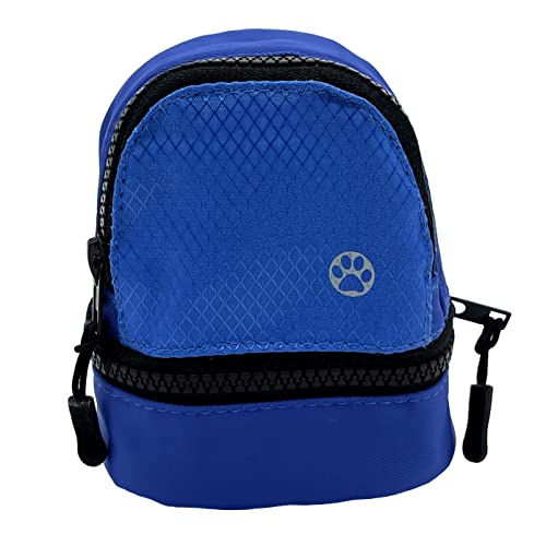 PawPacks LLC Dog Backpack, Cat Backpack, Small Carrier | Clip on Harness or Leash, Fun Pet Treat Holder, Toy Bag, or Waste Dispenser | Dog Treat Training Pouch (Royal Blue Seeker)
