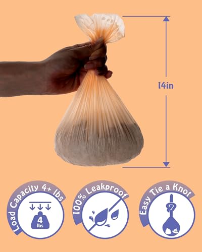 Image of Dog Poop Bags 300 Count (30 Rolls), Leak Proof Bags | Extra Thick 18 Micron, 14 inch Long Easy Tie, Star-Sealed Bottom for Better Leak Protection, Fits Standard Dispensers