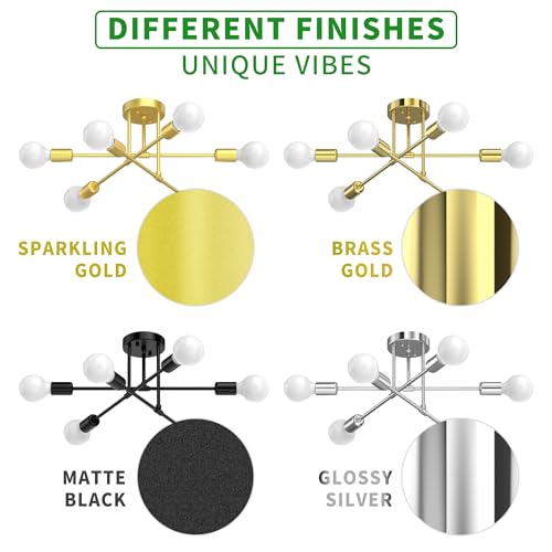 Phaosio Modern Sputnik Chandelier - Mid Century Industrial Light - Image 4