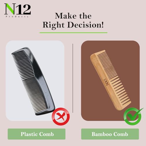 Set de 3 Peines de Bambú Natural Handmade 17.5 cm Anti-Frizz miniatura 4