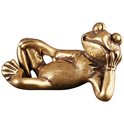 Estatua de Rana de Latón Dorada Decorativa