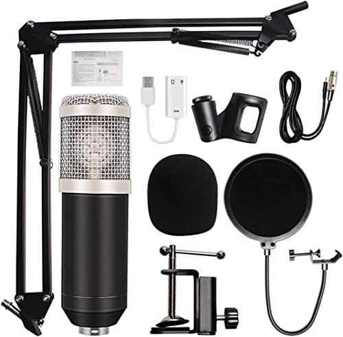 DULASP Professional Bm 800 Condenser Microphone 3.5Mm Wired Recording Microphone for Computer Karaoke, Microphone Kit Live Broadcast