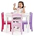 Humble Crew Kids Wooden Table and 4 Chairs Set, White/Purple/Pink - Kids Table and Chair Set for Toddlers and Children for Arts, Crafts, and Snack Time - Sturdy, Durable Toddler Activity Table