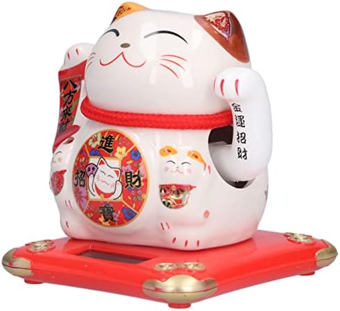 Les-Theresa Maneki Neko lucky cat, maneki neko, Waving Cat Ceramic Wealth Welcome Cat Ornament Desktop Fortune Cat Craft for Home Decor Car Decor(White)