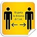 3 Adesivi VETRINA 30x30cm MANTIENI LA DISTANZA DI 1m mod.N
