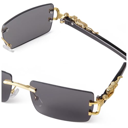 Lunettes de soleil rectangulaires sans bords aux finitions rétro raffinées