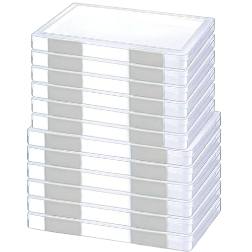LonlyEagle 12 Pcs Clear A4 File Portable Project Case Plastic Storage Box for 8.5 x 11 Letter Paper Scrapbook Paper Storage Boxes Documents Magazines Holder