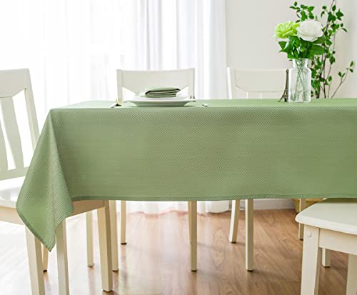Tektrum 70 X 70 Inch Square Herringbone Jacquard Textured Tablecloth Table Cover - Waterproof/Spill Proof/Stain Resistant/Wrinkle Free/Heavy Duty -Great For Banquet, Parties, Dinner, Wedding (Green)  #TOP3