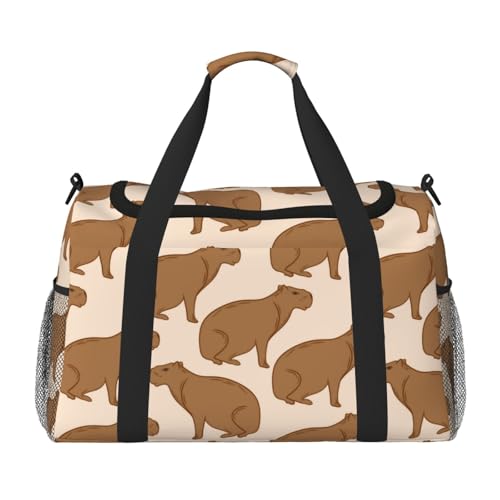 Duffle Bag for Travel, Brown Capybara Weekender Overnight Duffel Bag, Carry On Bag Gym Bag for Women Men, Personal Item Travel Bag